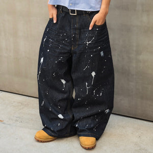 TS logo Rigid Baggy Paint Denim pants – That's life online store