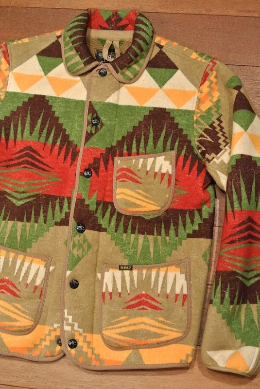 USED】RRL FLEECE CARTWRIGHT JACKET ネイティブ柄 フリースジャケット