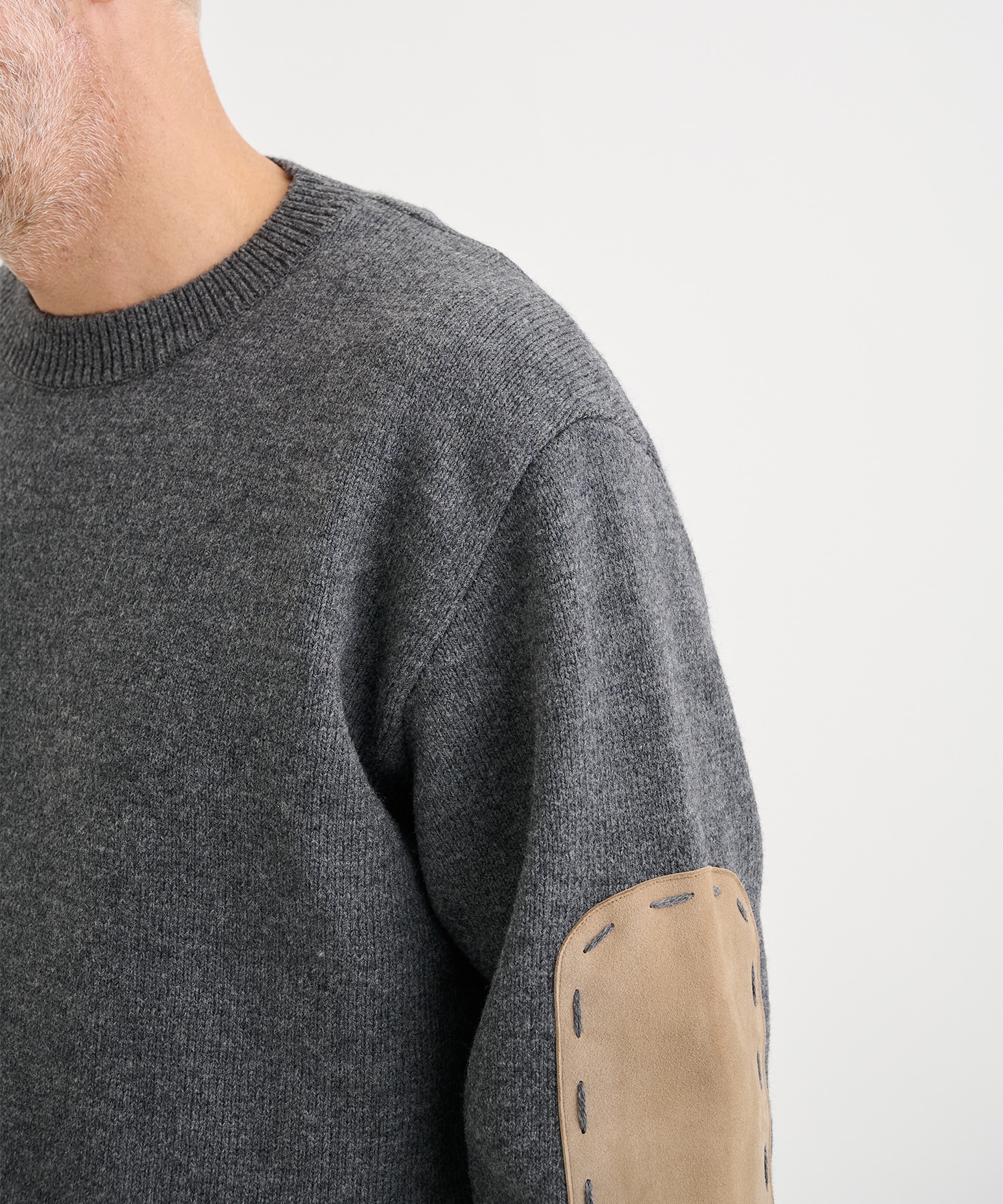 Suede Leather Elbow Patch Sweater | yoke