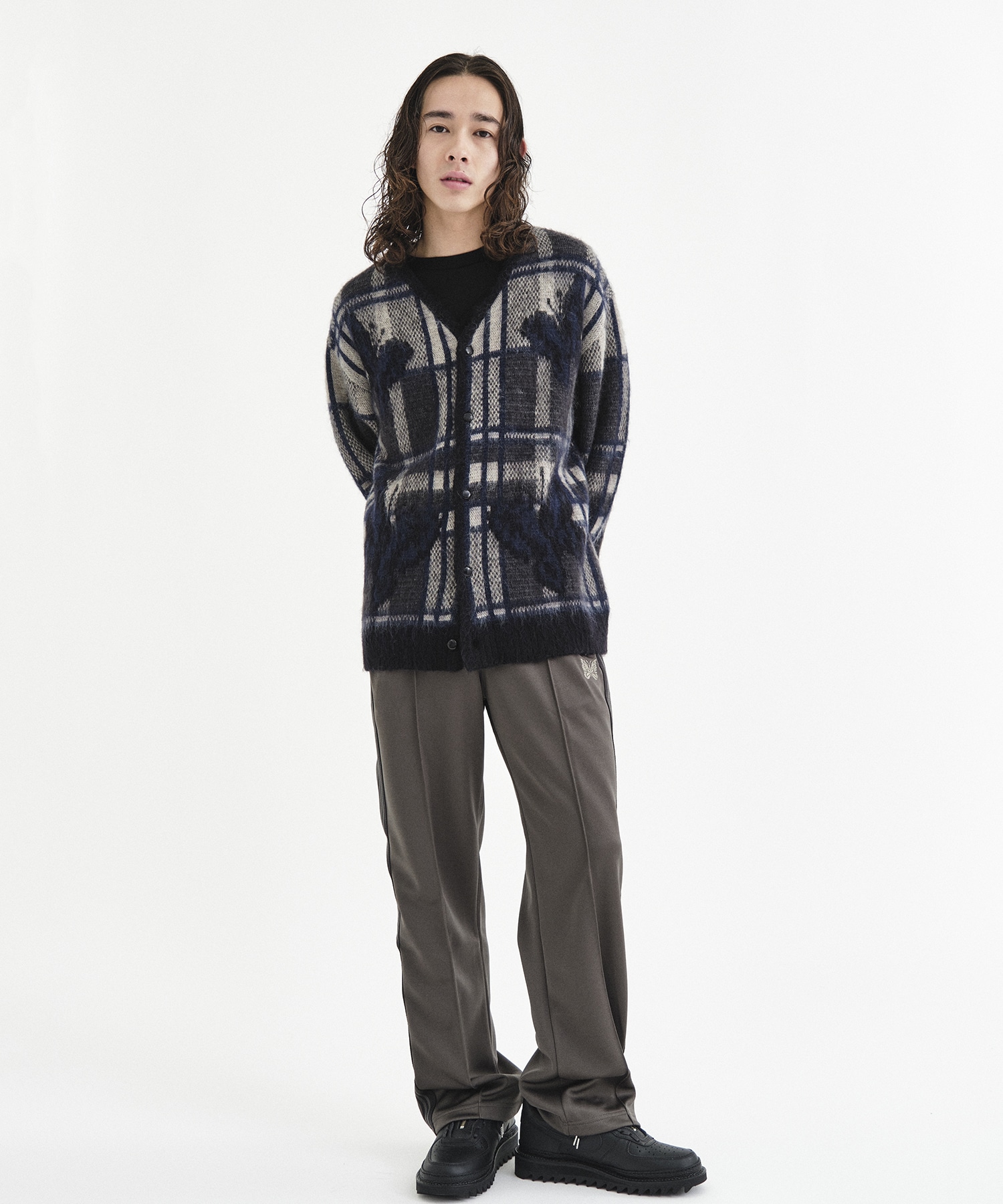 EX.Mohair Cardigan - Original Check With Papillon ｜ NEEDLES