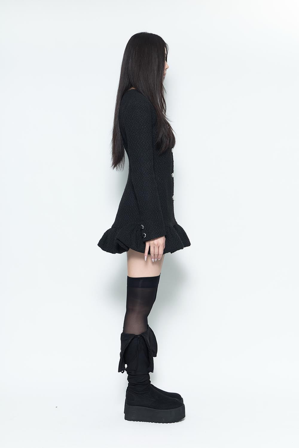 THEREDTHREAD / ザレッドスレッド】S tweed balloon dress mini