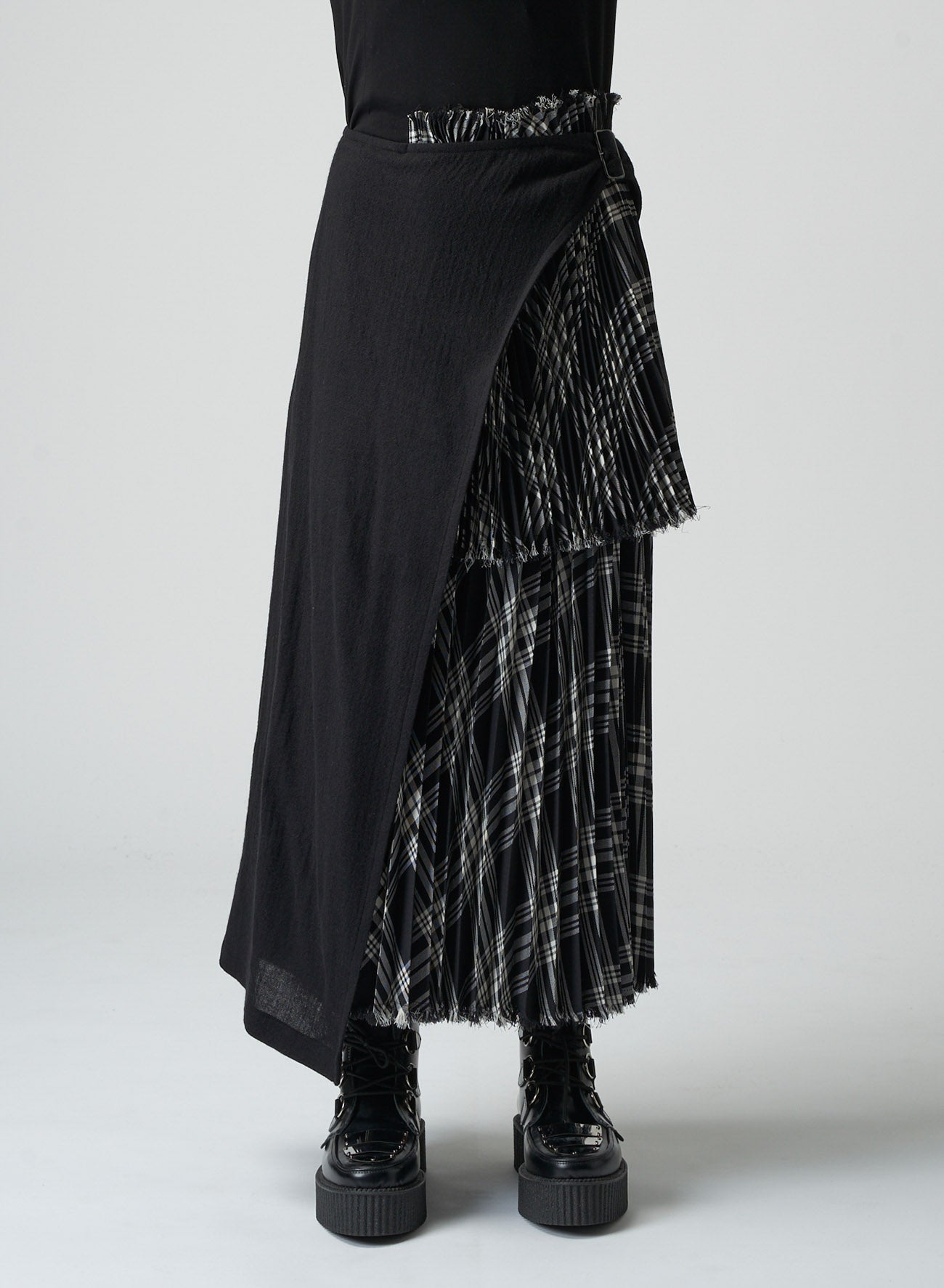 PLAID ASYMMETRIC PLEATED SKIRT – THE SHOP YOHJI YAMAMOTO