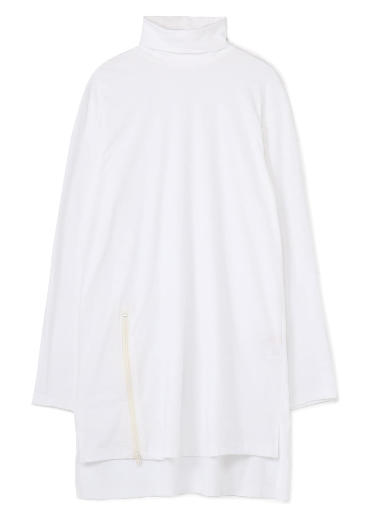 30/- COTTON JERSEY JUMBO TURTLENECK WITH ZIPPERED SIDE SLITS(XS