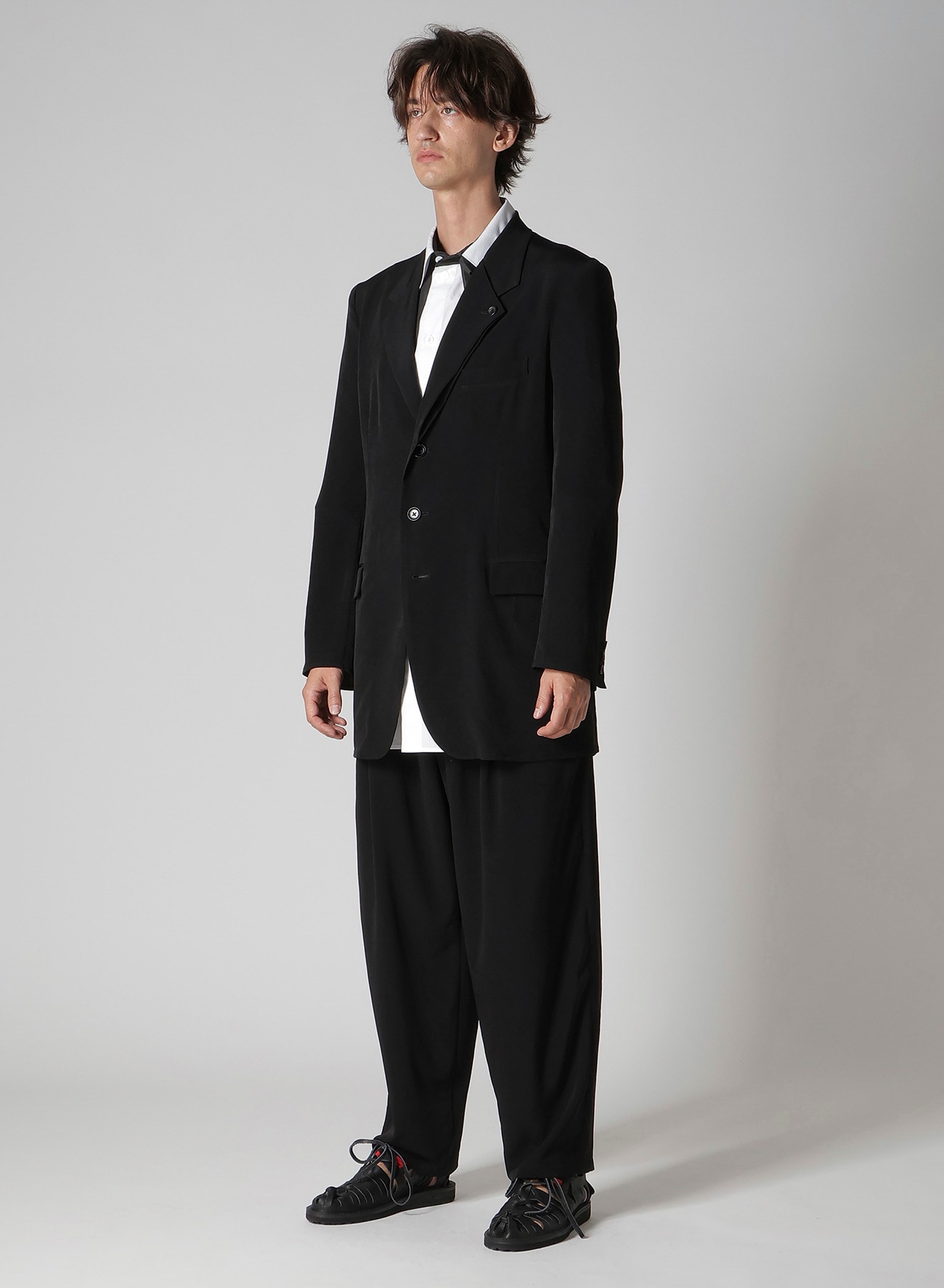 TA TUXEDO DOUBLE LAPEL JACKET(S Black): Yohji Yamamoto POUR HOMME