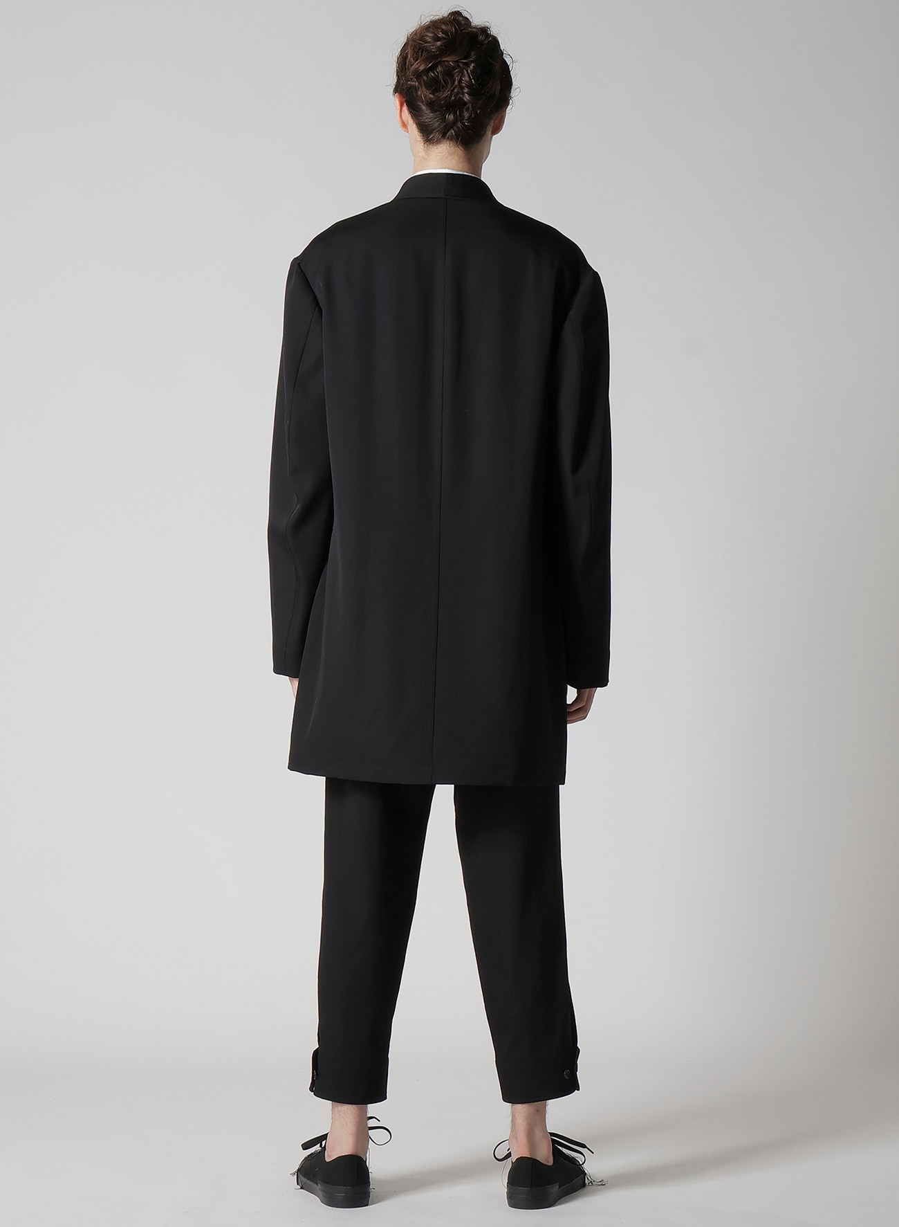 WOOL GABARDINE ASYMMETRY LAPEL JACKET(S Black): Soldes｜THE SHOP