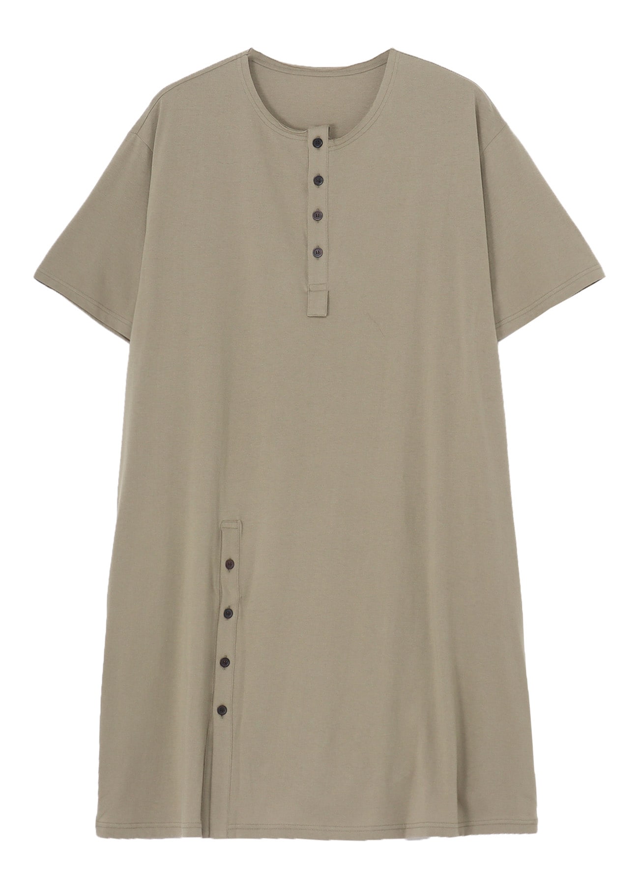 COMBED JERSEY HENRY NECK SHORT SLEEVE T(FREE SIZE KHAKI): Vintage