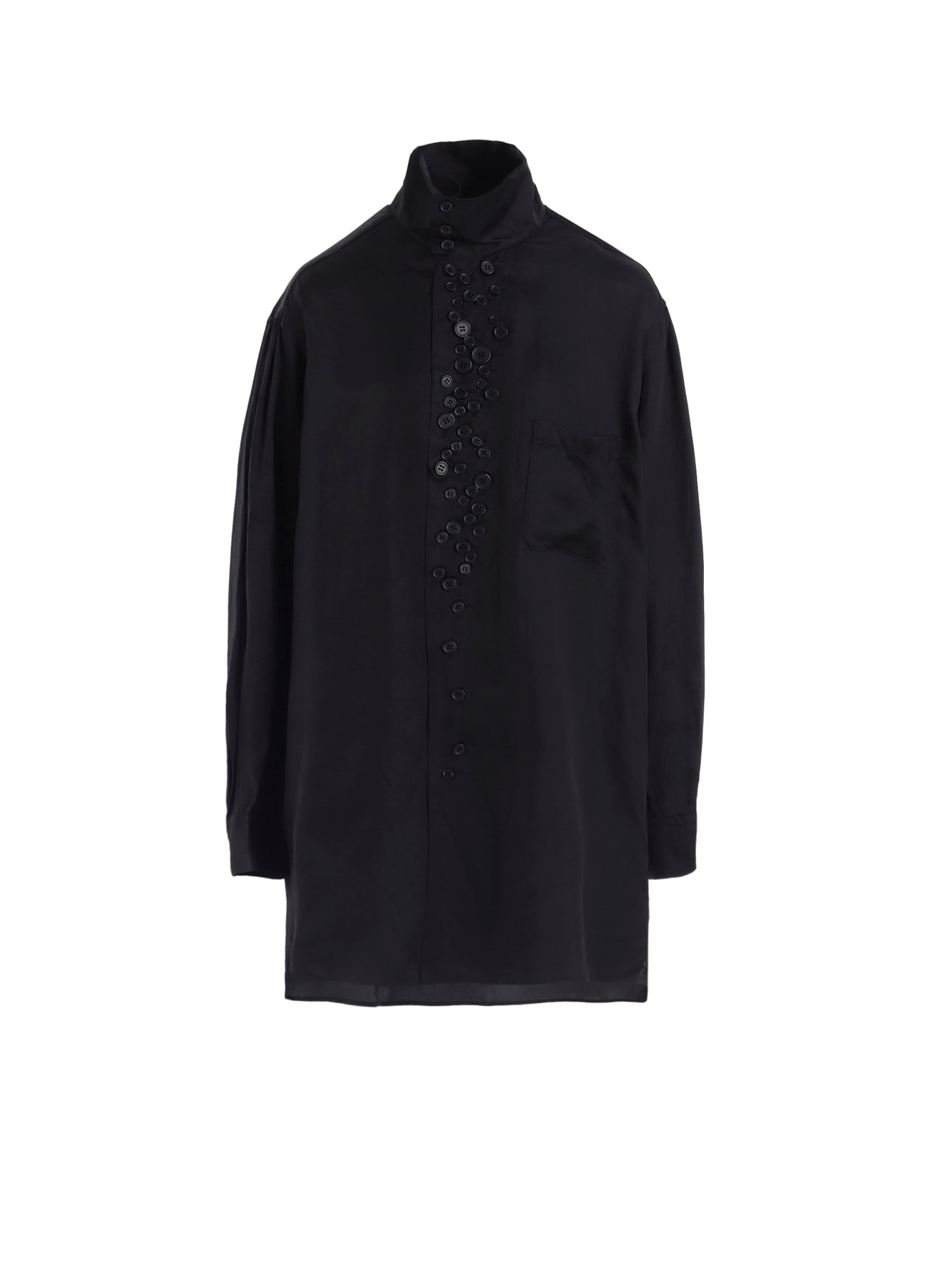 P・CUPRO LONG SLV MANY BUTTONS SHIRT(S Black): power of the WHITE