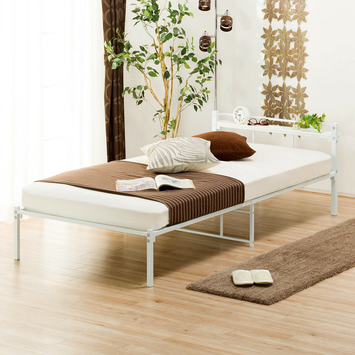 幅98cm] シングルパイプベッド(バジーナC2 WH） シングル パイプベッド