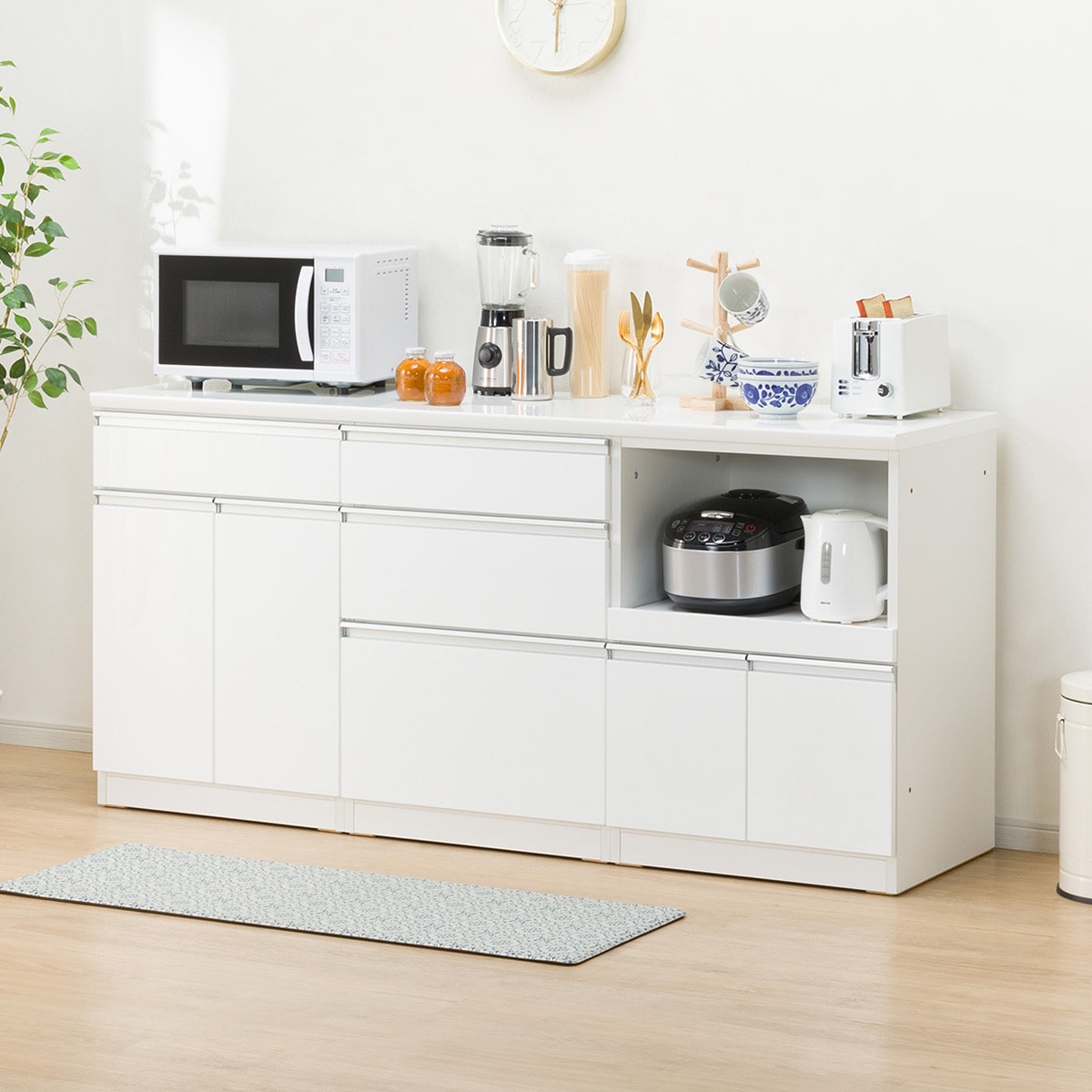 米びつ付きレンジ台+隙間収納セット（SK-11757/11720) 【1年保証