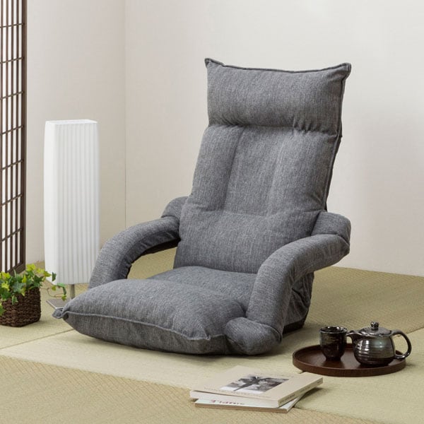 座面が回転する ひじ付き座椅子(スクエア) 座イス リクライニング 回転