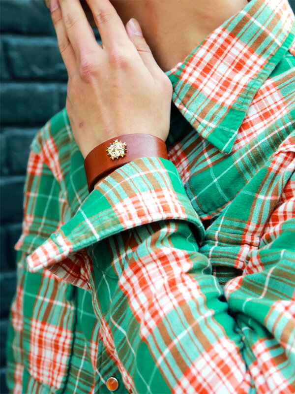 TMT チェック シャツ メンズ レディ―ス グリーン オレンジ ダブル