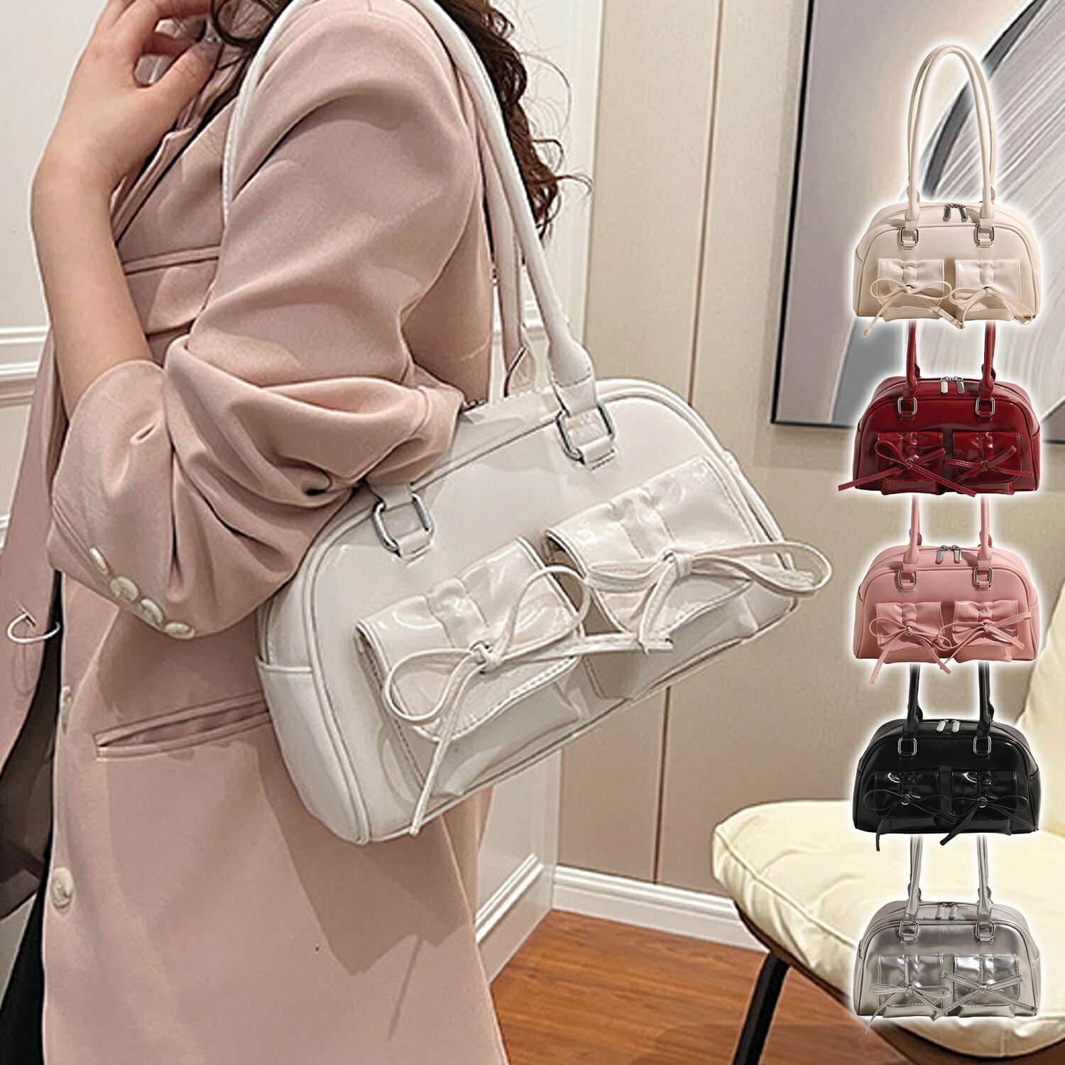 楽天市場】エナメル リボン（レディースバッグ｜バッグ）：バッグ