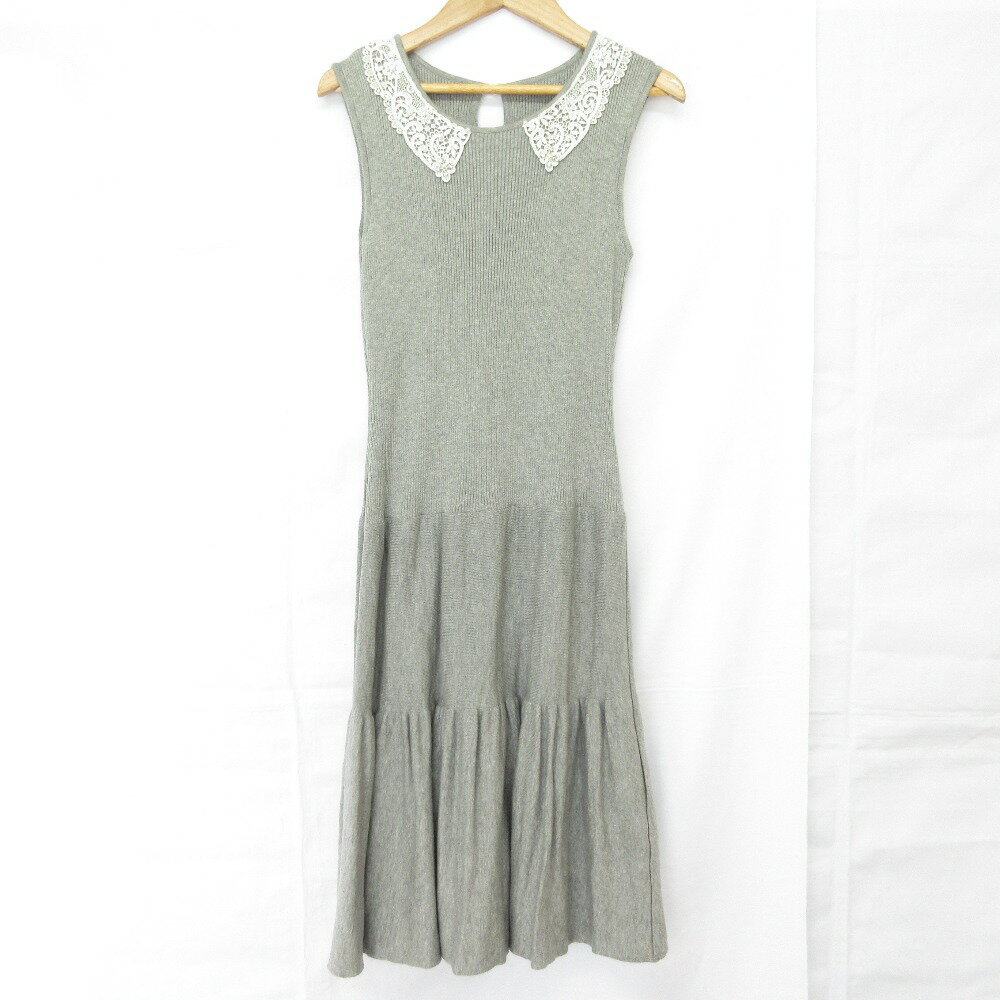 美品 ルネ Aラインワンピース ウール ボリューム リボン ノースリーブ