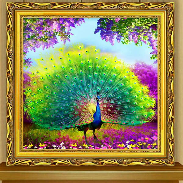 昭和レトロ 龍村美術織物 金孔雀図 刺繍画 壁掛け 絵画 アート 芸術