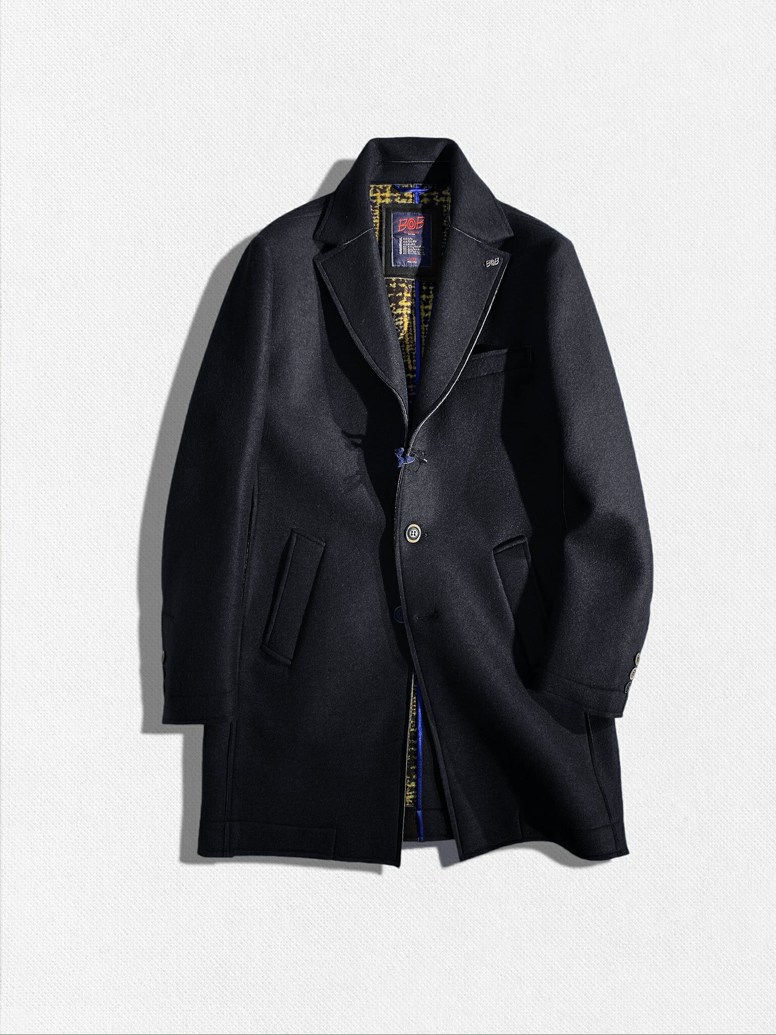 BOB ボブ イタリア製 チェスターコート ウール ネイビー 金具ボタン 46