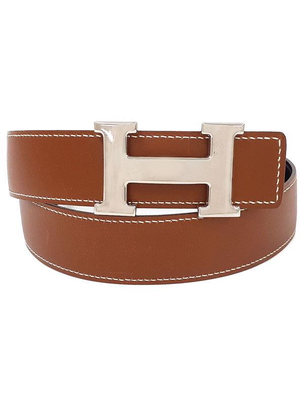 □美品□ エルメス コンスタンス Hバックル ベルト レザー ブラック 美