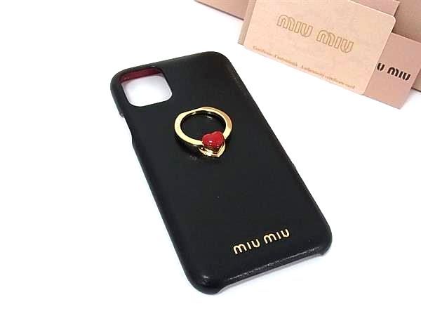美品✨Gカード付】MIU MIU iPhone13 Pro レザー ロゴ 黒 美品✨