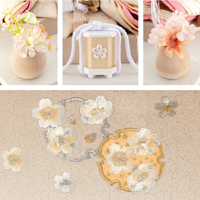 雛人形 コンパクト ひな人形 雛 ケース飾り 親王飾り 刺繍バック