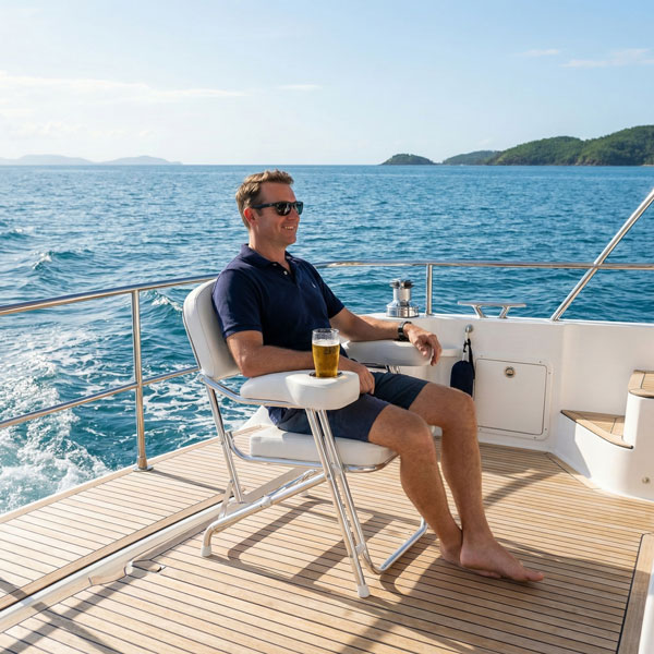 松右衛門帆を使用した折り畳みできる ウッドデッキチェア 松右衛門帆を