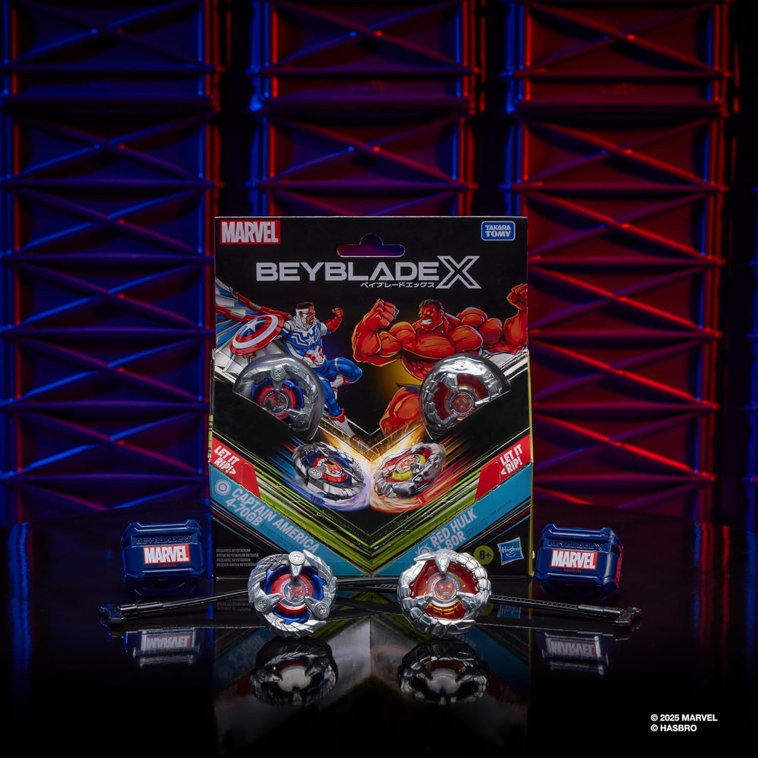 Beyblade X Marvel Collab Captain America 4-70GB vs. Red Hulk 1-80R