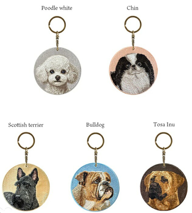 楽天市場】チン キーホルダー シルク両面刺繍 犬キーホルダー チン 狆