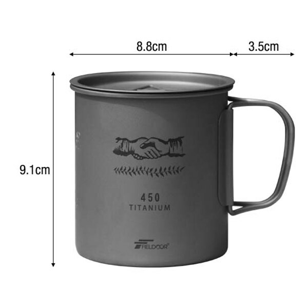 楽天市場】【楽天1位】FIELDOOR チタン マグカップ ふた付 450ml