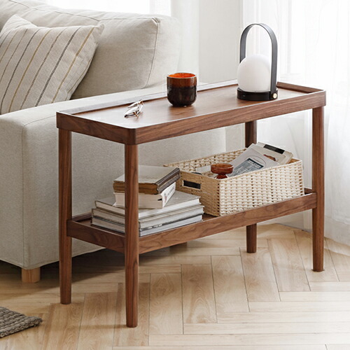 楽天市場】サイドテーブル ウォールナット材 無垢材 幅80cm 奥行き35cm