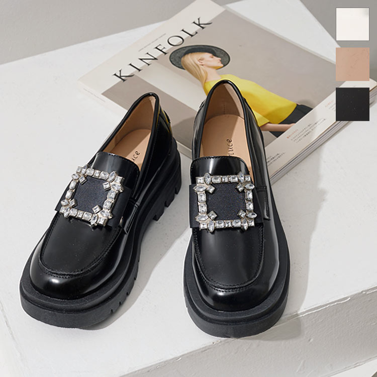 楽天市場】≪ 特別セール ≫ 送料無料！ ビジュー 厚底 ローファー