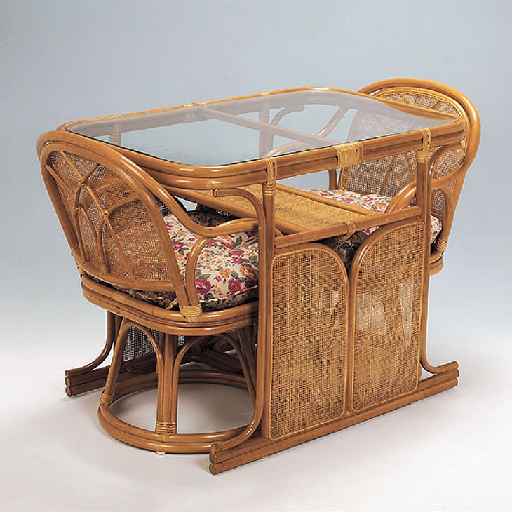 楽天市場】天然籐 ダイニング3点セット ラタン ガラステーブル チェア