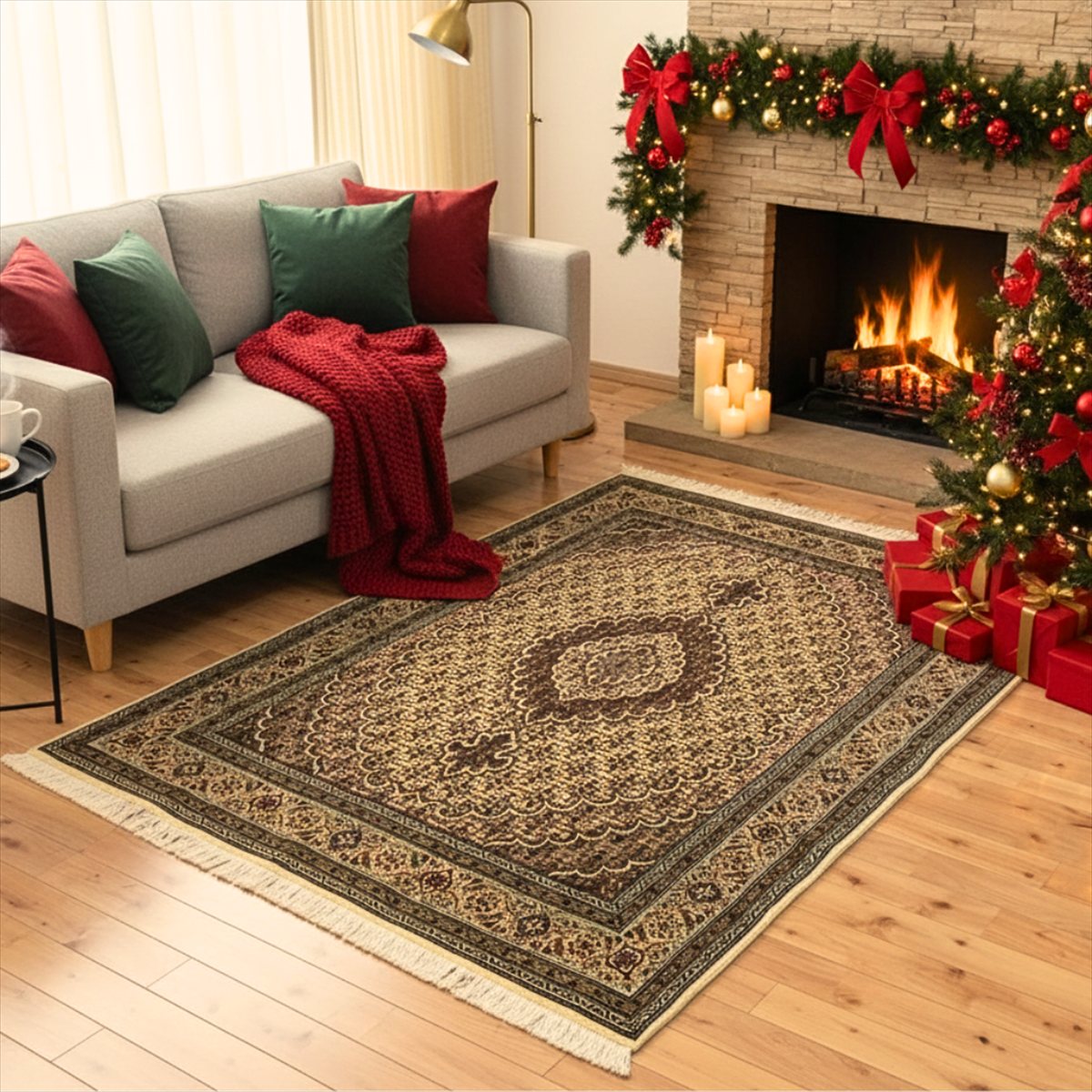 楽天市場】ペルシャ絨毯 【本物イラン産】 タブリーズ産 ベージュ マヒ