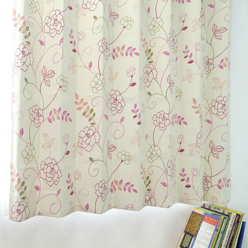 楽天市場】オーダーカーテン 北欧 花柄 ピンク kk394pi 遮光2級 240