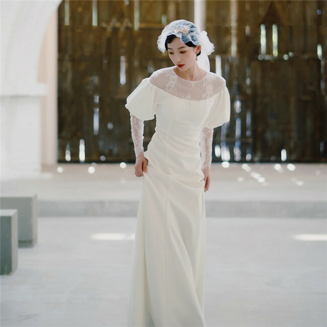 楽天市場】ホワイト 長袖 袖あり ウェディングドレス Aライン