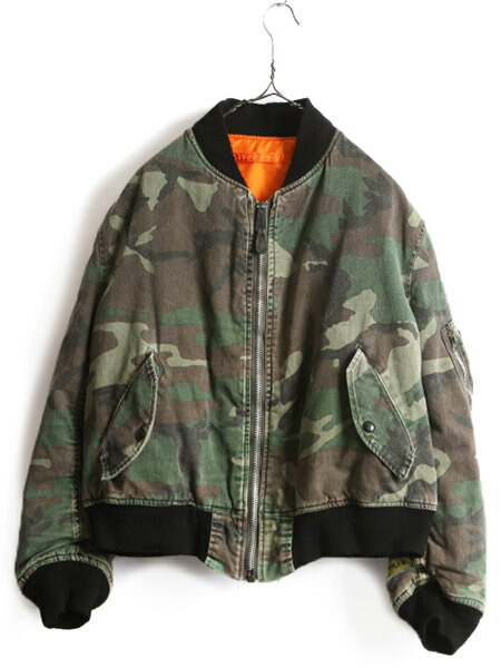 アルファ ALPHA MA-1 カモ柄 フライトジャケット L オリーブグリーン