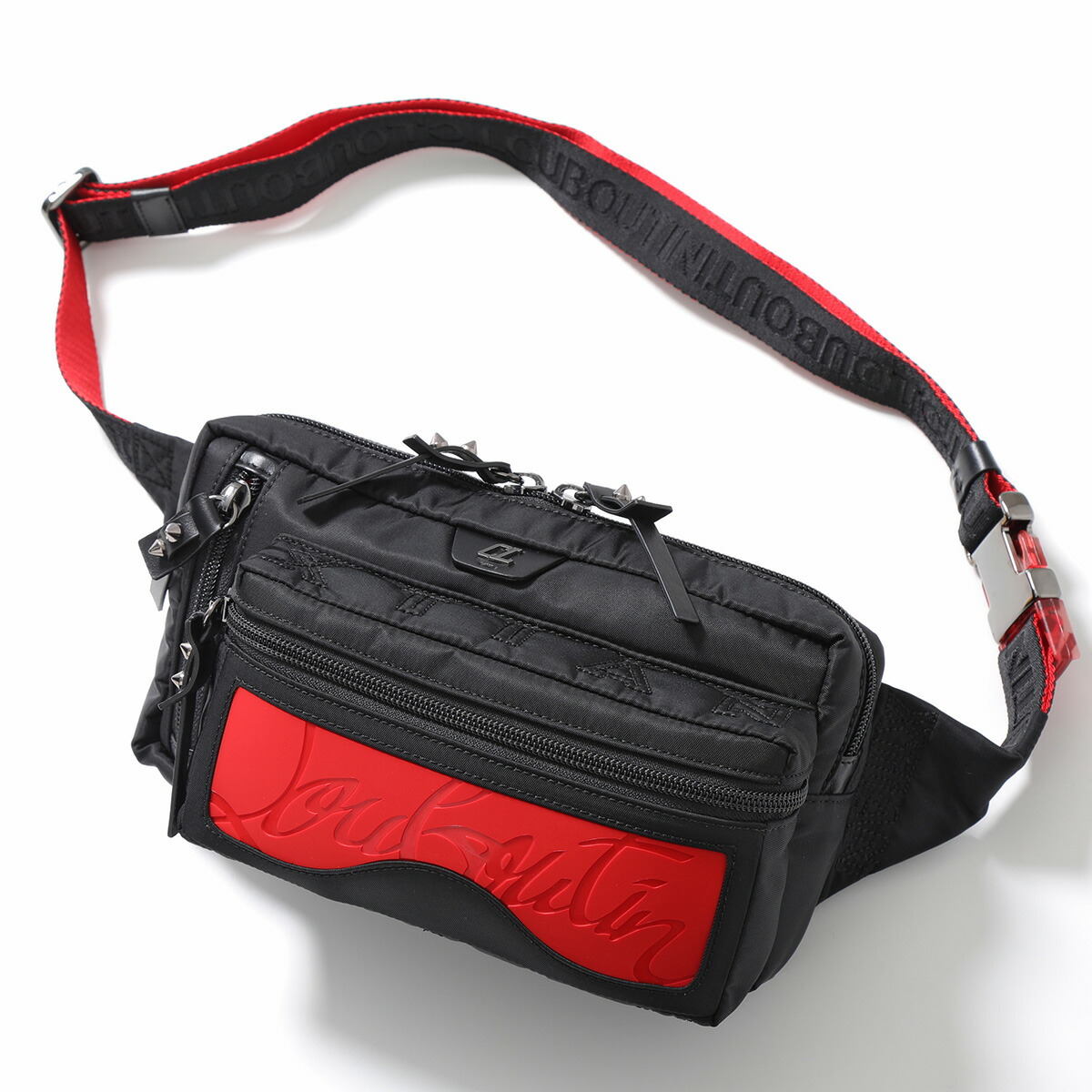 クリスチャンルブタン スパイク ボディバッグ 黒と赤 Christian