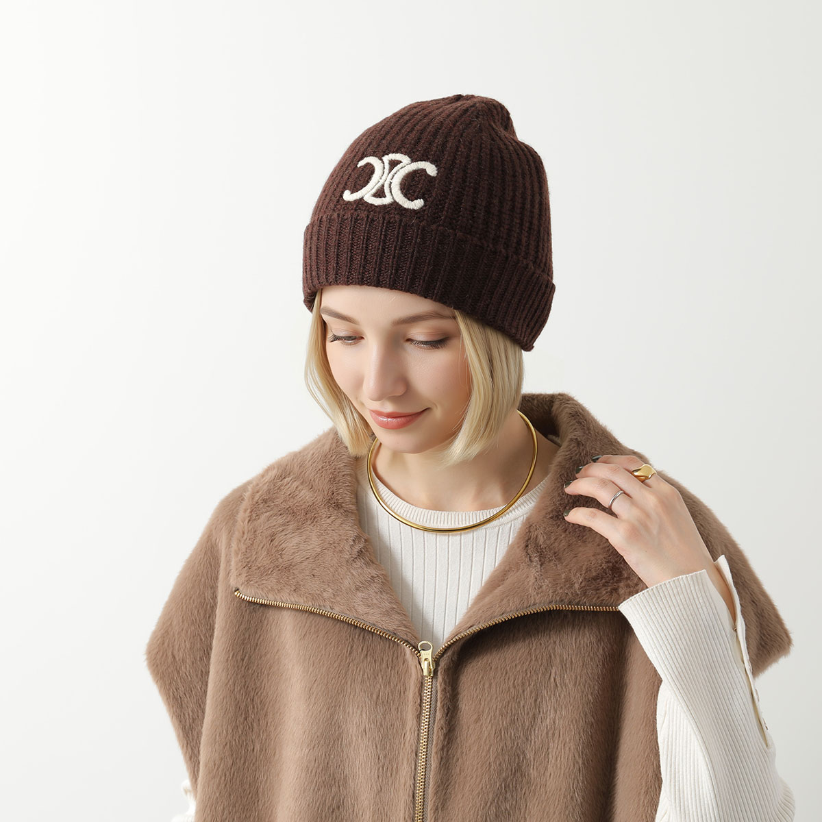 楽天市場】CELINE セリーヌ ニット帽 AA08P384D.19BR レディース