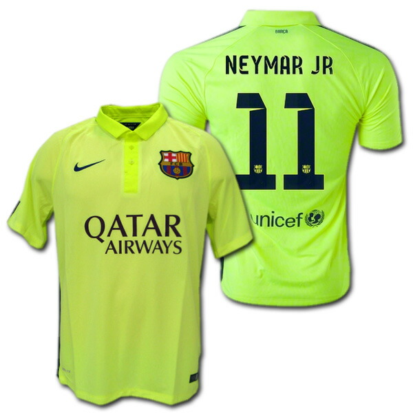 楽天市場】FCバルセロナ 14/15 3rd（黄色） #11 NEYMAR JR ネイマール