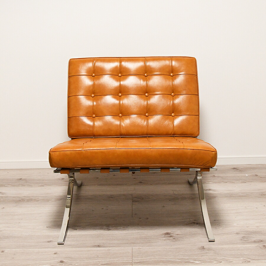 楽天市場】バルセロナチェア イタリアンレザー仕様 色ブラウン ミース