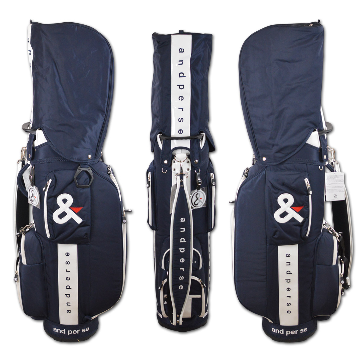楽天市場】アンパスィ キャディバッグ メンズ レディース 白 紺 9