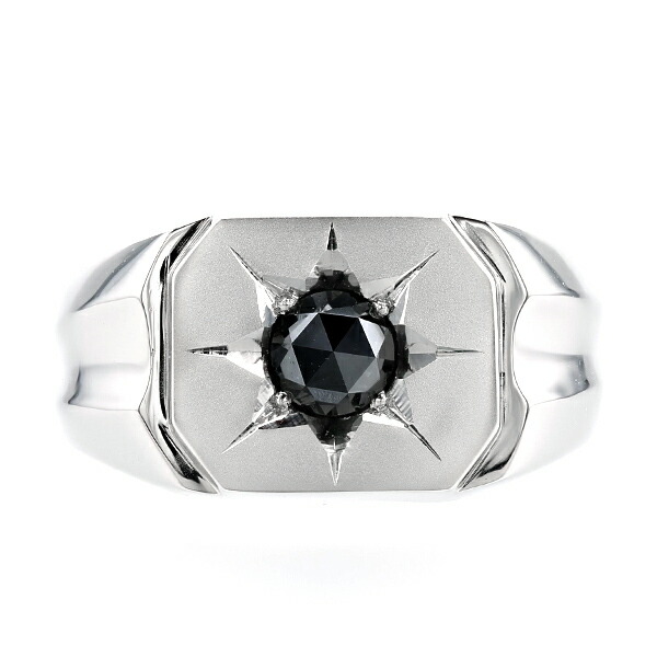 楽天市場】ブラックダイヤモンド 印台 メンズリング 0.598ct ローズ