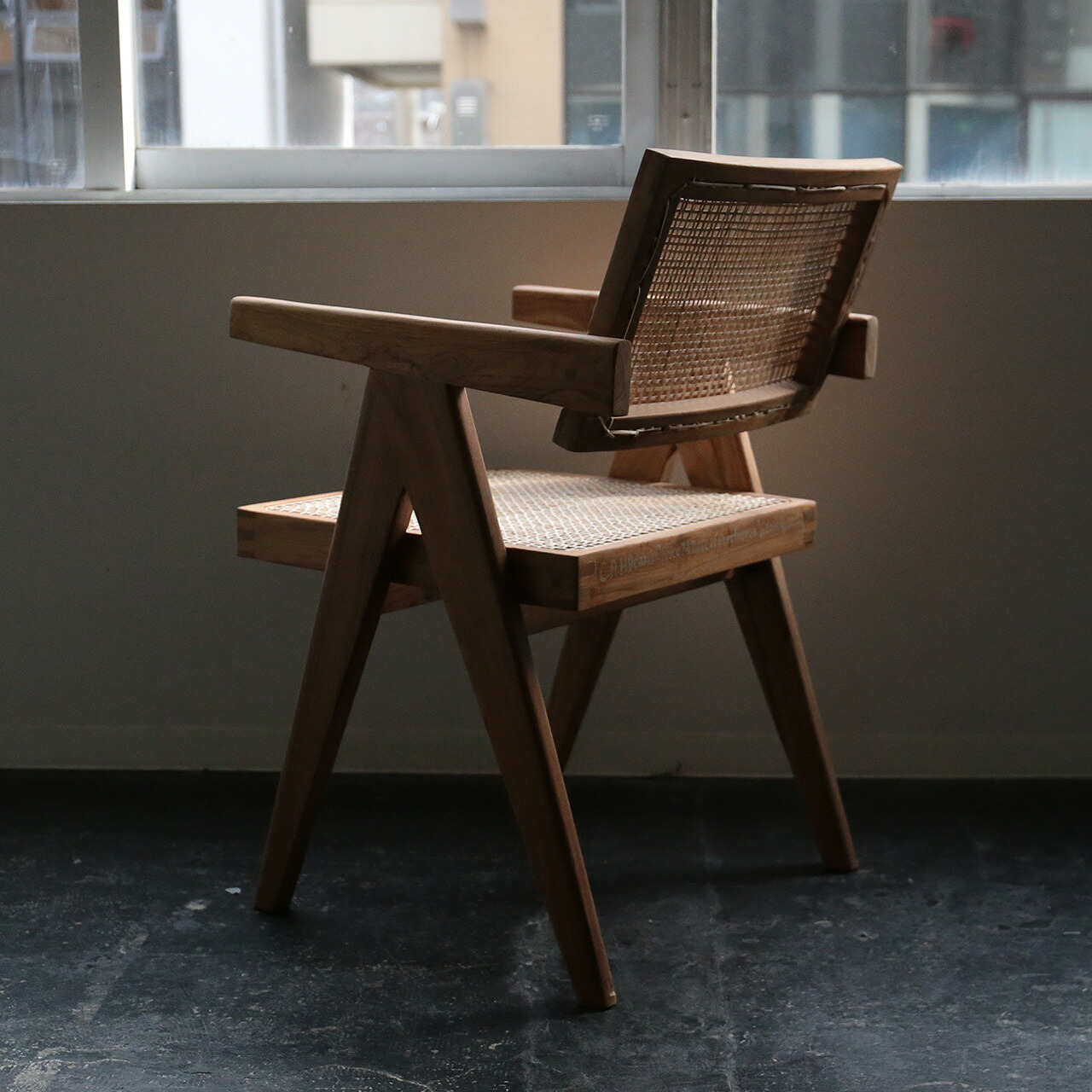 楽天市場】ピエール・ジャンヌレ オフィスチェア ラタン 古材 チーク