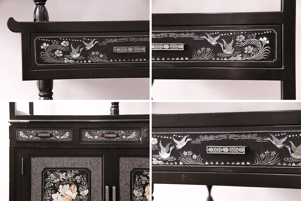 楽天市場】【中古】 ☆事前問合せ必須☆ 飾り棚 螺鈿 黒漆 漆塗り 高級