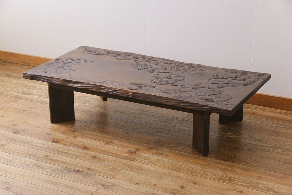 楽天市場】【中古】 座卓 伝統工芸 軽井沢彫り 特注品 栃の木一枚板