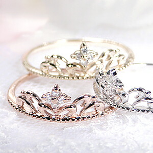 楽天市場】K10WG/YG/PG ダイヤモンド ティアラ リングおしゃれ 人気