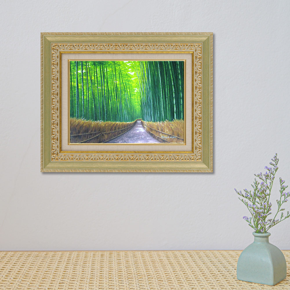 楽天市場】手描き 油絵 絵画 額入り油彩 油彩画 竹林2 F4サイズ 新屋敷