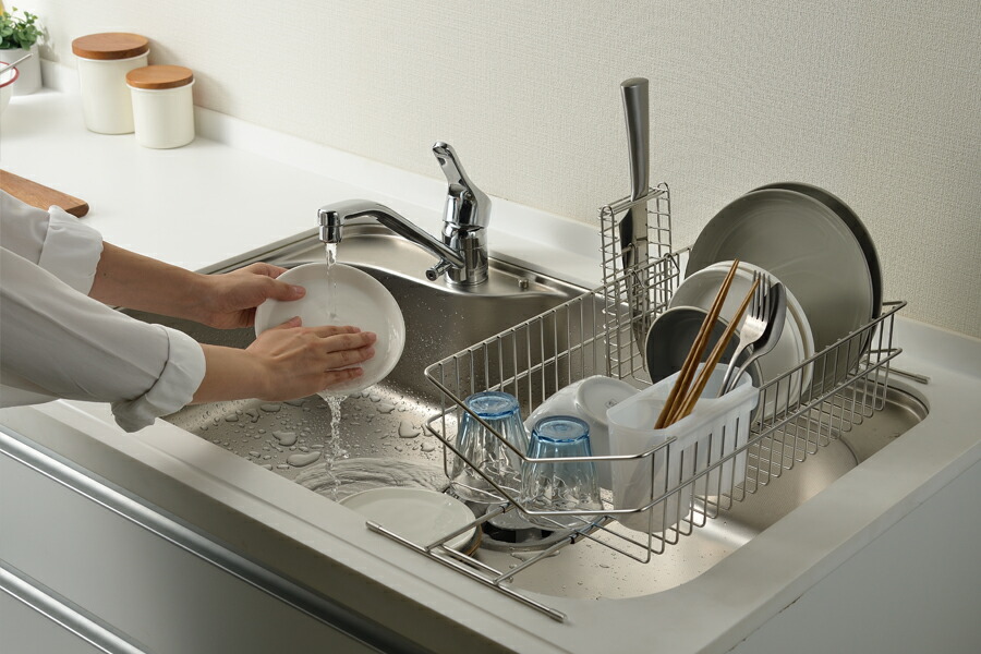 楽天市場】【送料無料】 シンク上 に渡せる 伸縮 水切りラック V字型