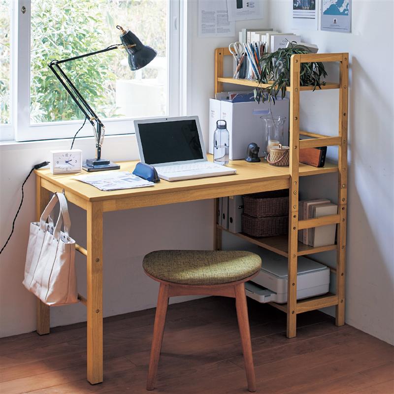 楽天市場】ベルメゾン 木フレームの棚付きパソコンデスク 「 ホワイト