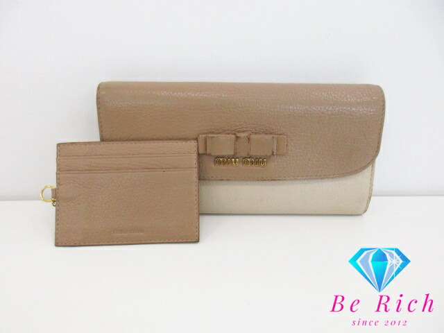 ミュウミュウ 長財布 ウォレット パスケース付 楽天市場】miumiu パス