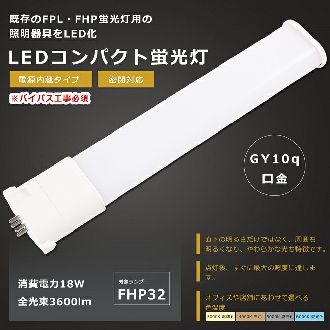 楽天市場】LED蛍光灯 FHP32形 GY10q 口金 FHP32EL FHP32EW FHP32EN