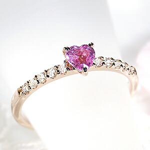 楽天市場】k18PG ハートシェイプ リング ピンクサファイア