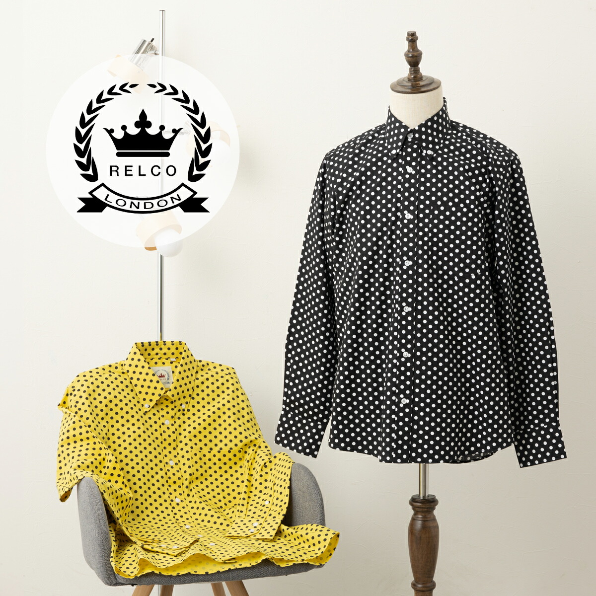 楽天市場】RELCO 長袖シャツ ポルカドット 水玉 レルコ レトロ